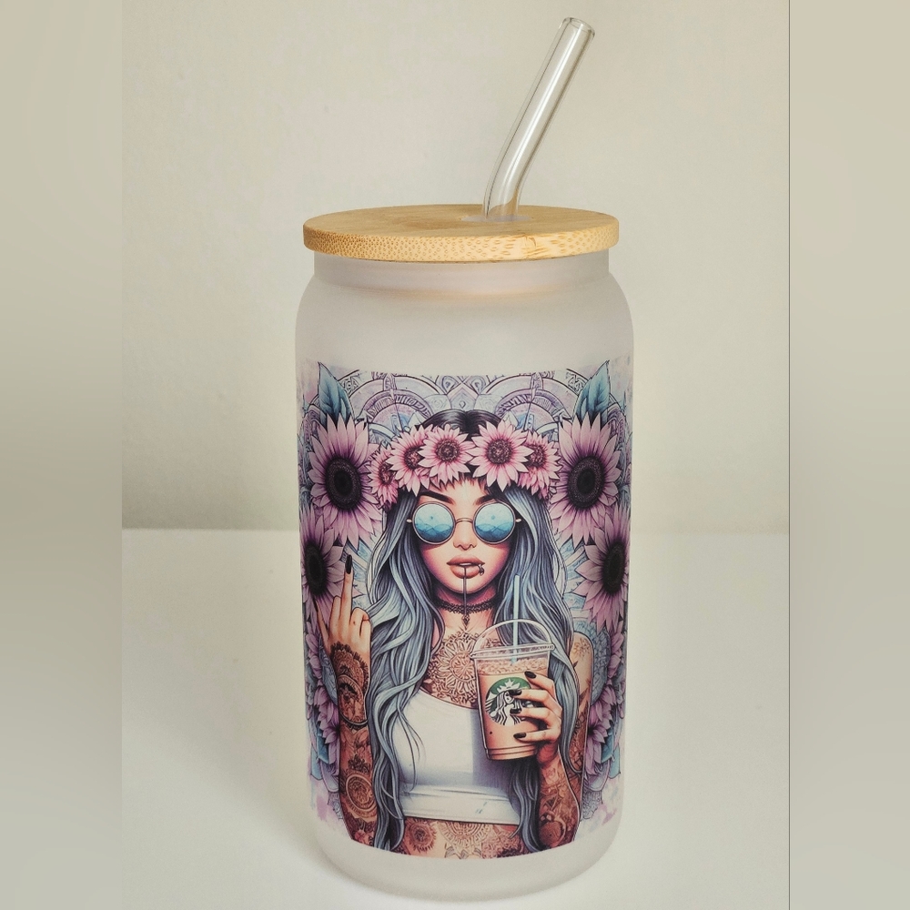 Badass 16oz Frosted Beer Can Glass Cup